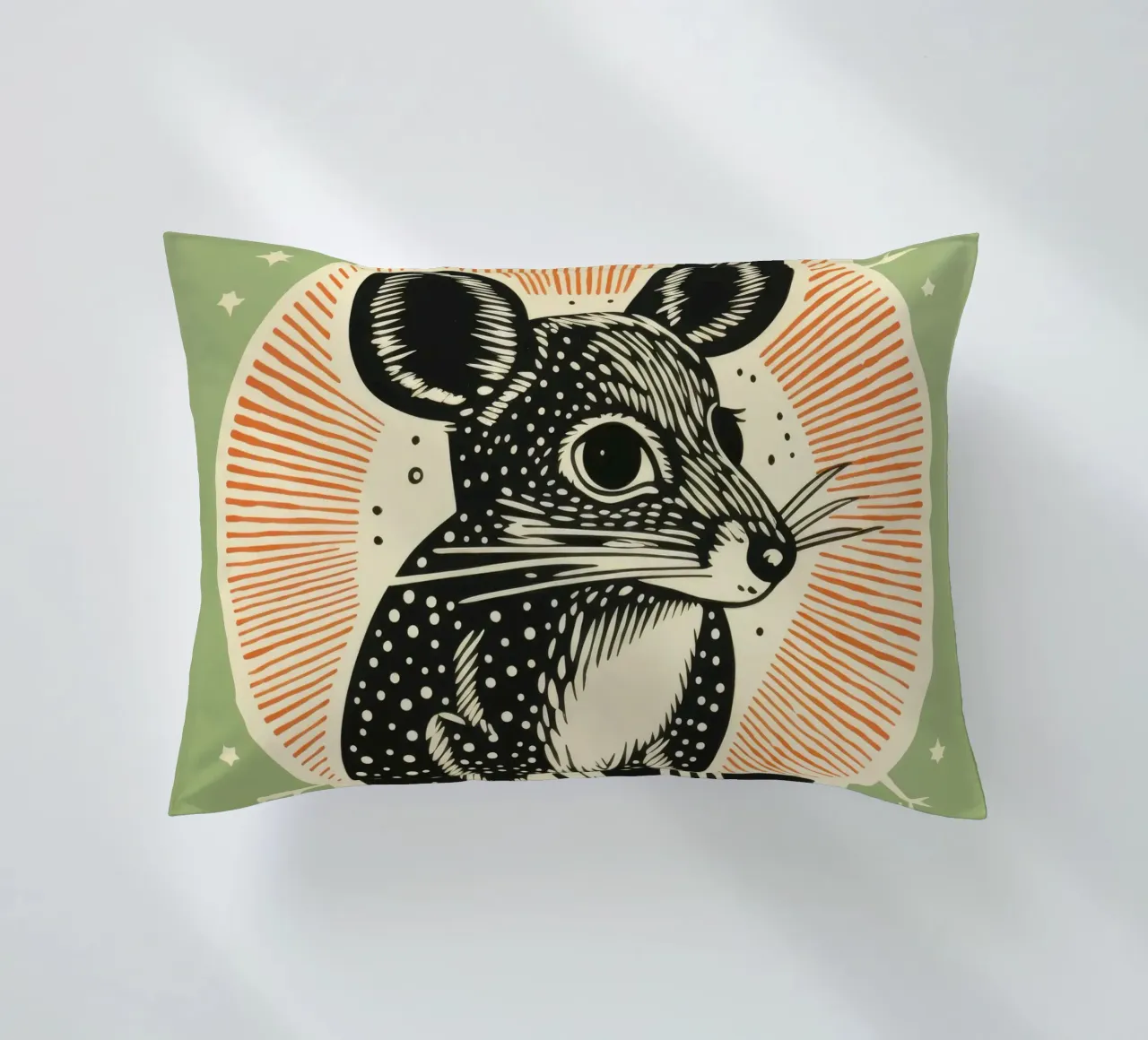 Green Kangaroo Rat 2 decorative cushion by Minimal Animal Art