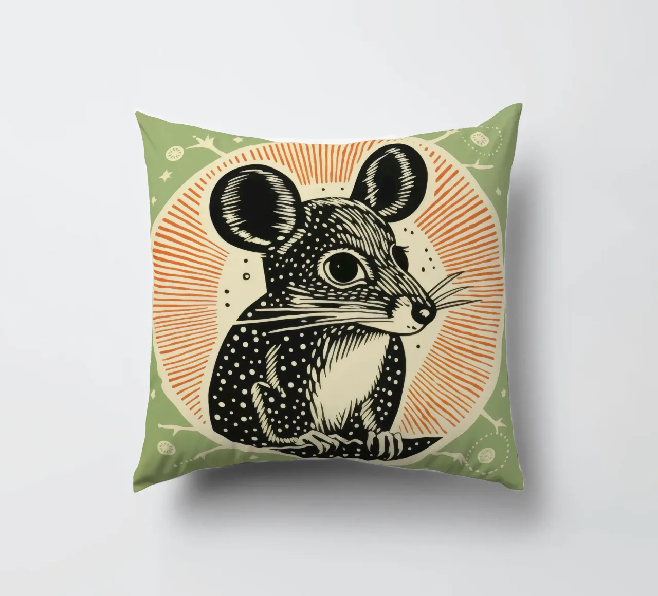 Green Kangaroo Rat 2 decorative cushion by Minimal Animal Art