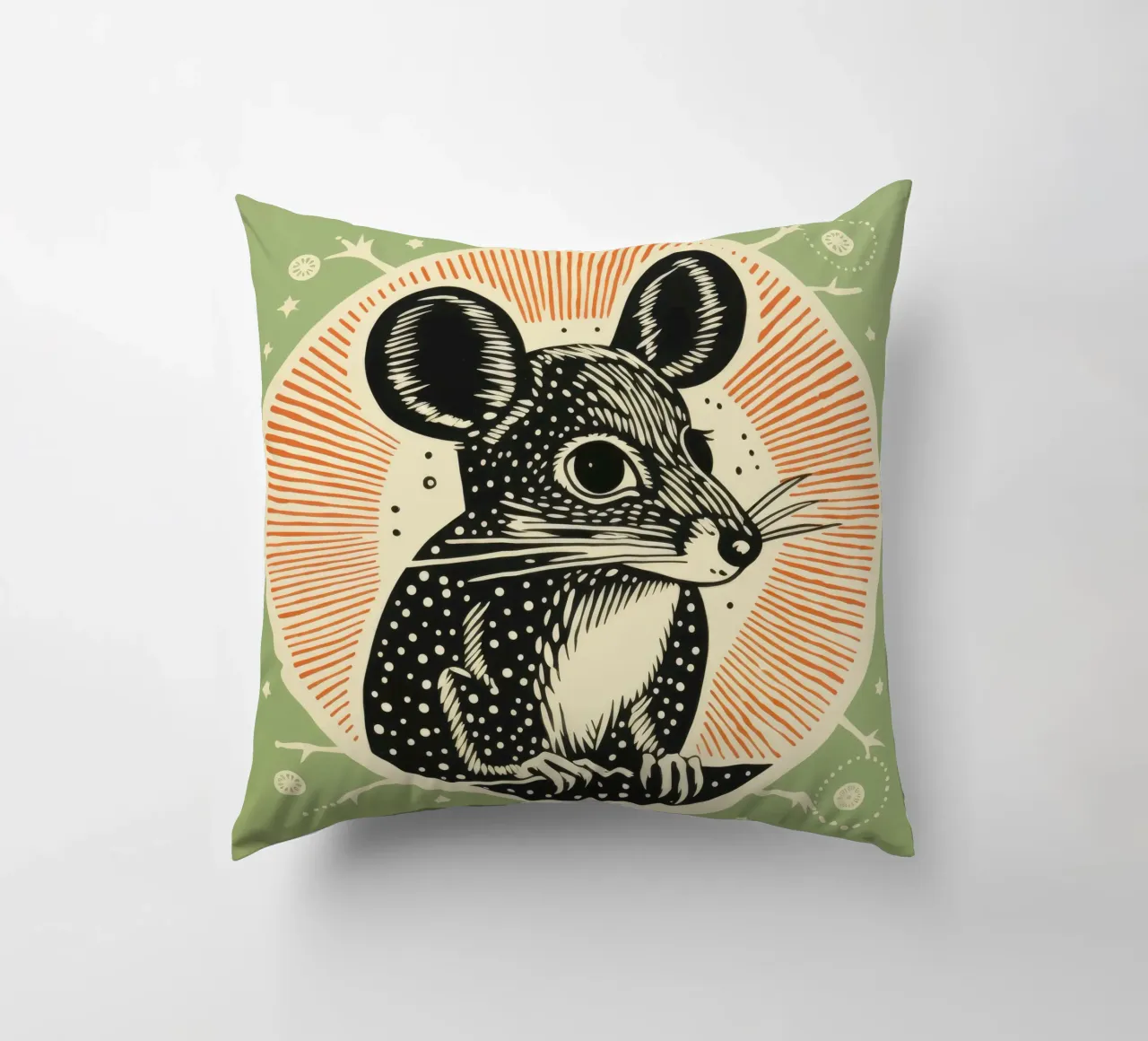 Green Kangaroo Rat 2 decorative cushion by Minimal Animal Art