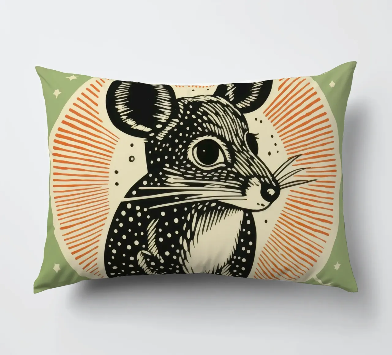 Green Kangaroo Rat 2 decorative cushion by Minimal Animal Art