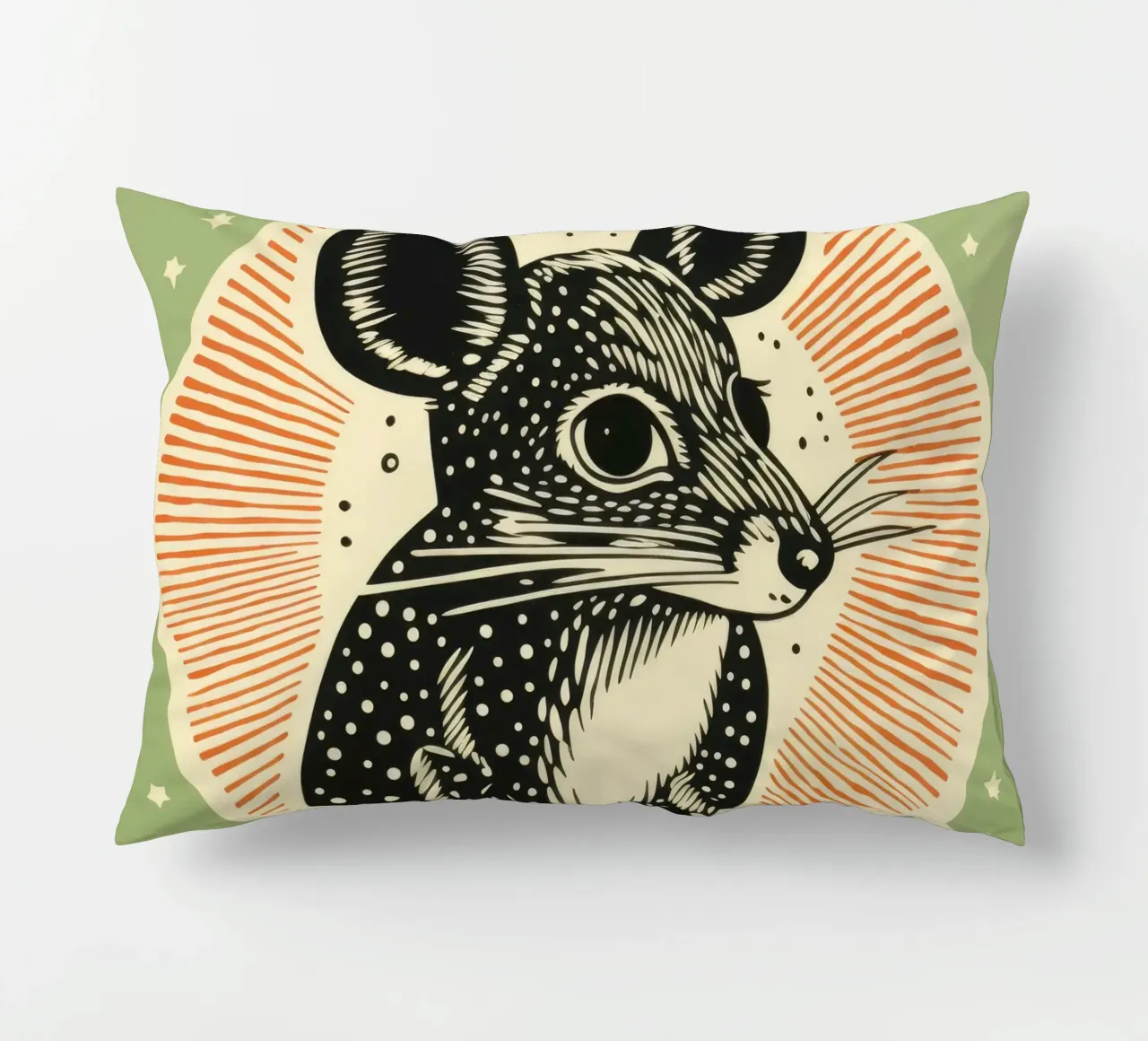 Green Kangaroo Rat 2 decorative cushion by Minimal Animal Art