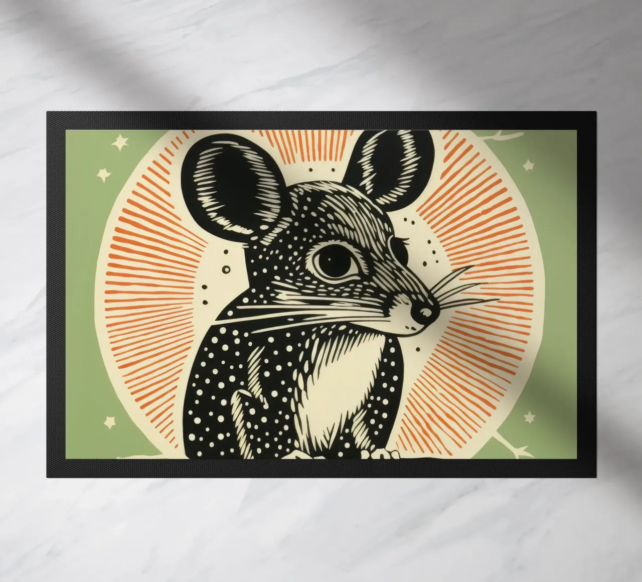 Rat kangourou vert 2 paillasson de Minimal Animal Art