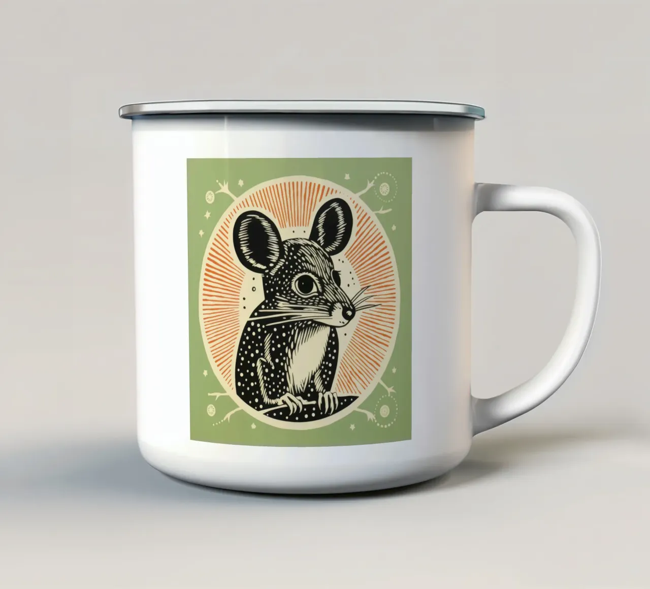 Ratto canguro verde 2 tazza in smalto da Minimal Animal Art