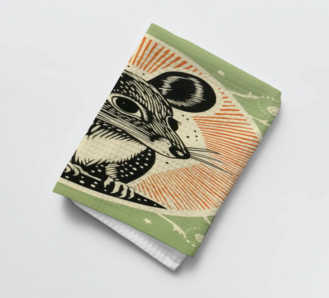 Rat kangourou vert 2 torchon de Minimal Animal Art