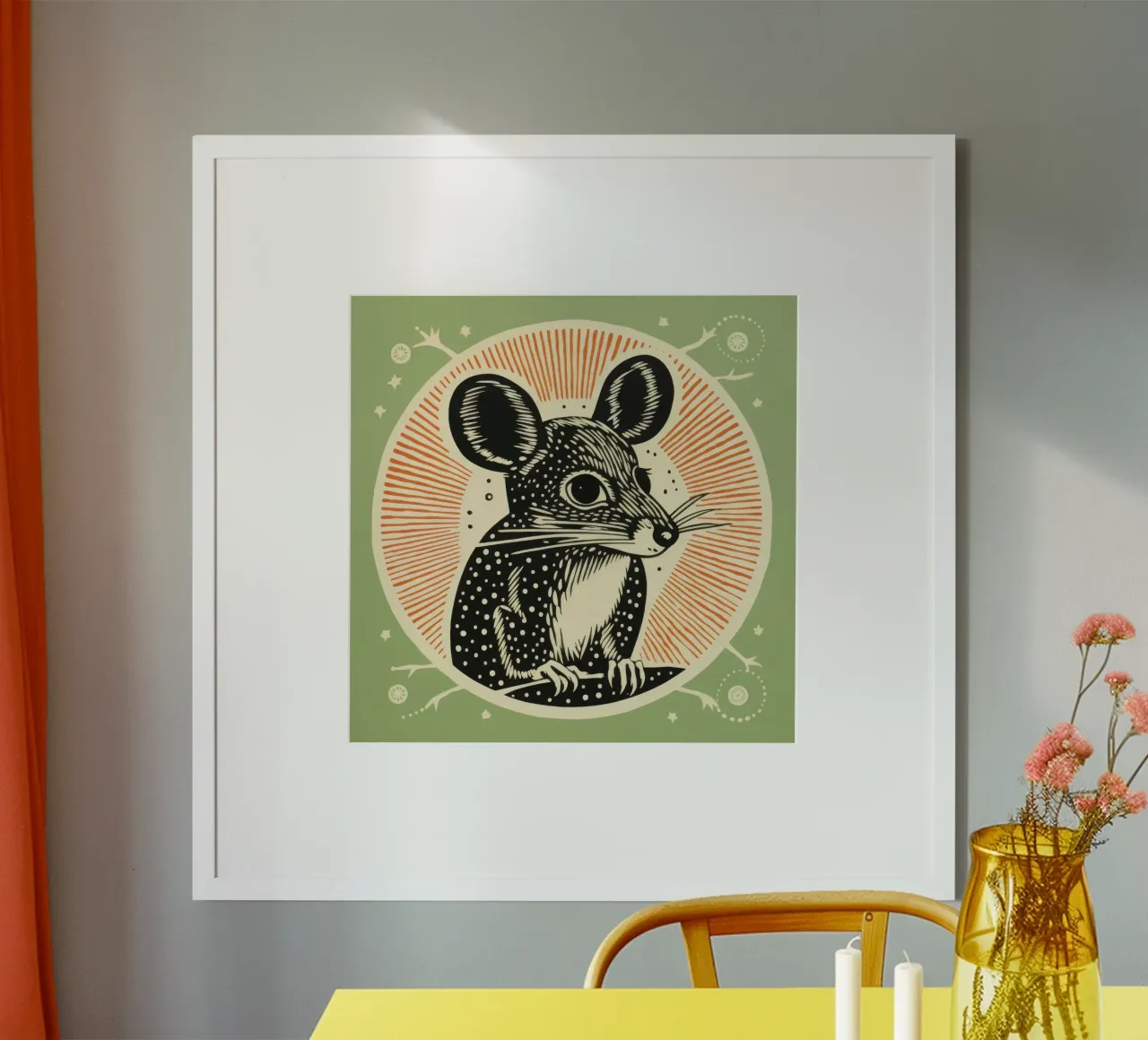 Ratto canguro verde 2 carta hahnemühle da Minimal Animal Art