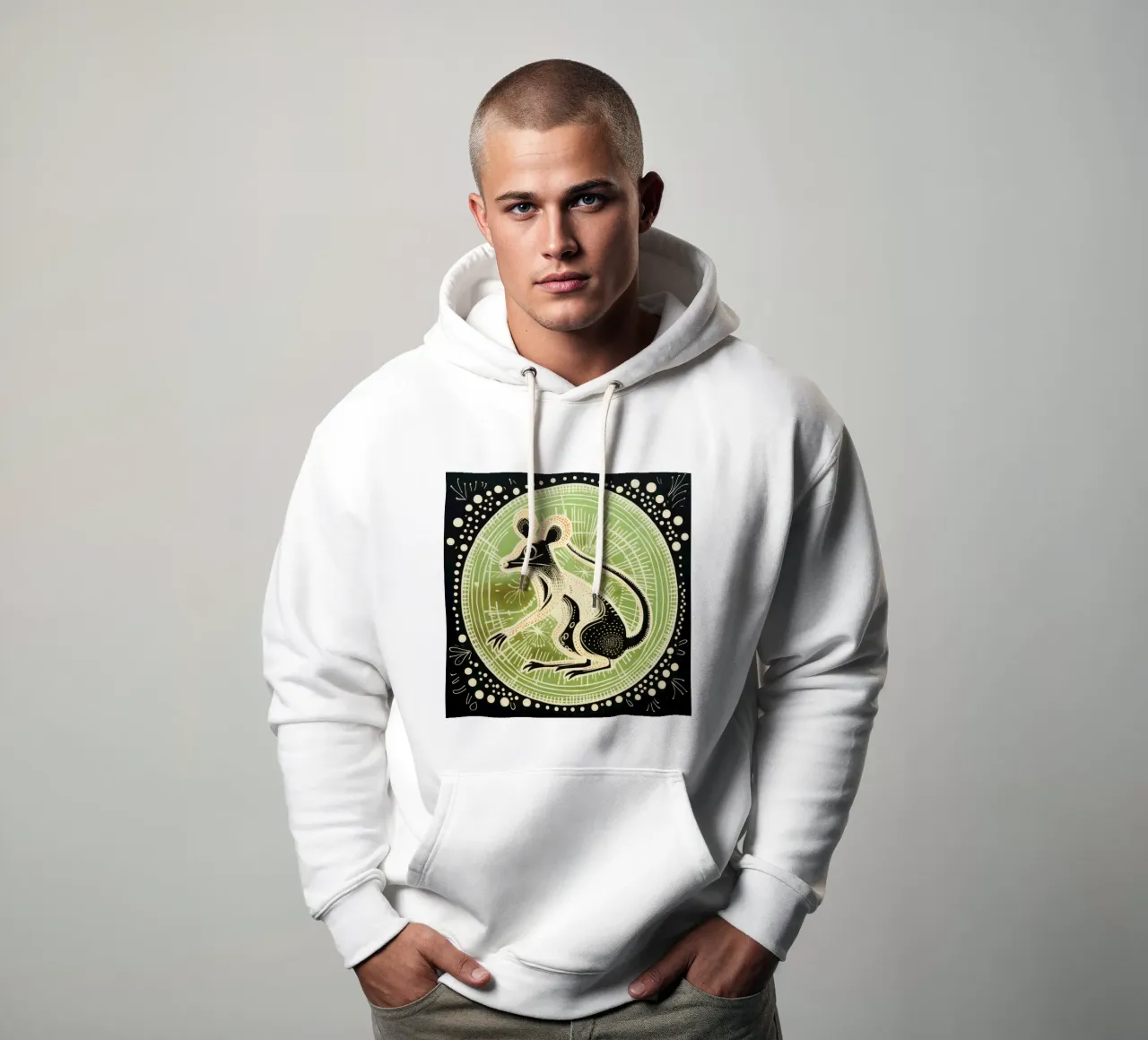 Green Kangaroo Rat 4 hoodie by Minimal Animal Art
