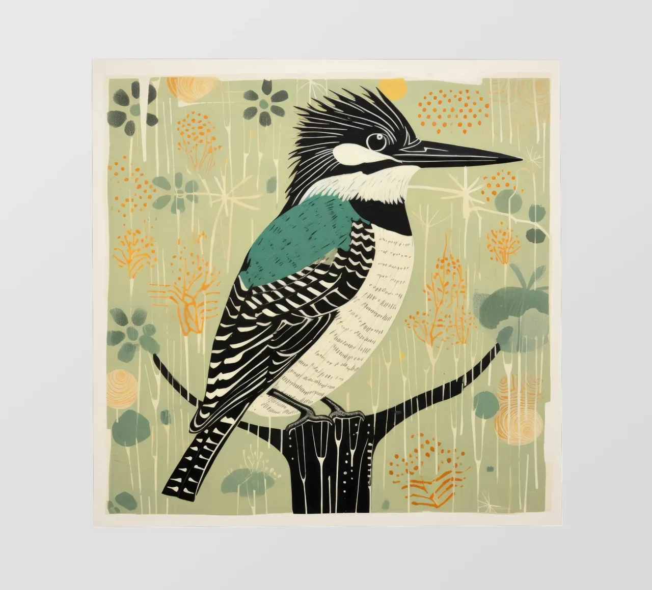Martin pescatore verde 1 telo in pvc da Minimal Animal Art