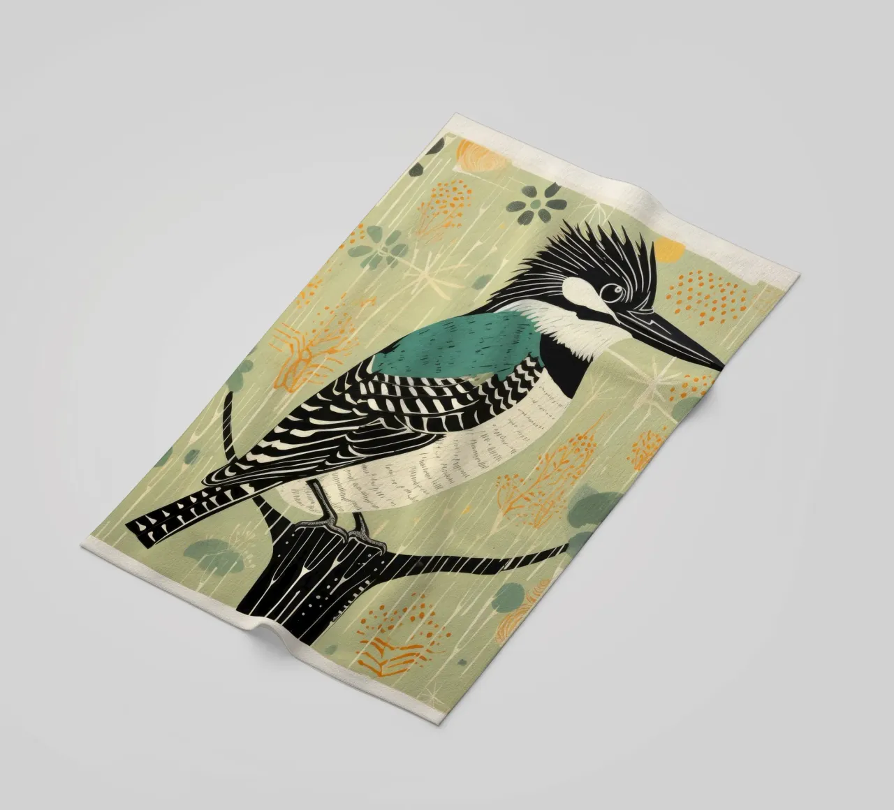 Martin pescatore verde 1 telo mare da Minimal Animal Art