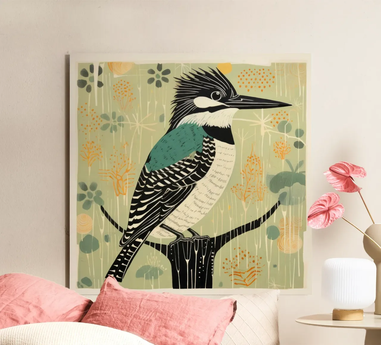 Martin pescatore verde 1 alluminio dibond da Minimal Animal Art