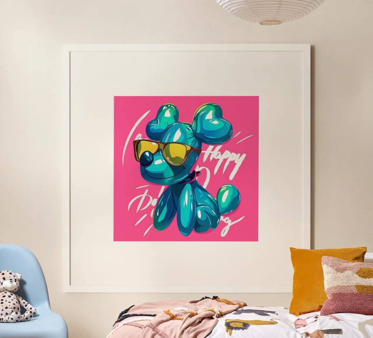 Cane con palloncini pop art poster da Carinaprint