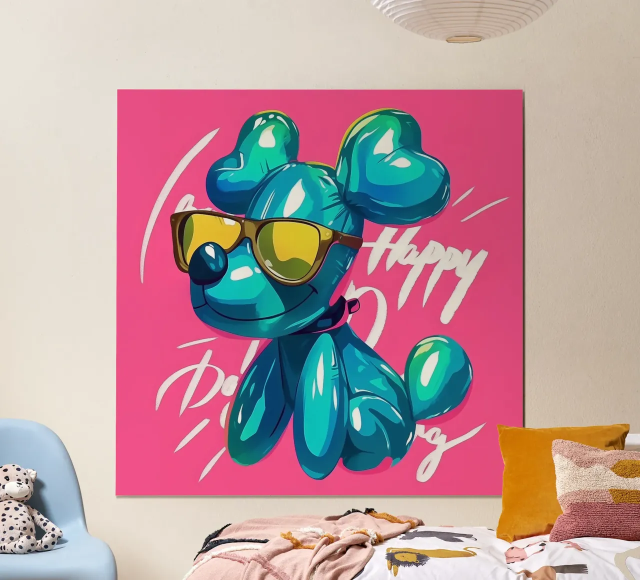 Cane con palloncini pop art poster da Carinaprint