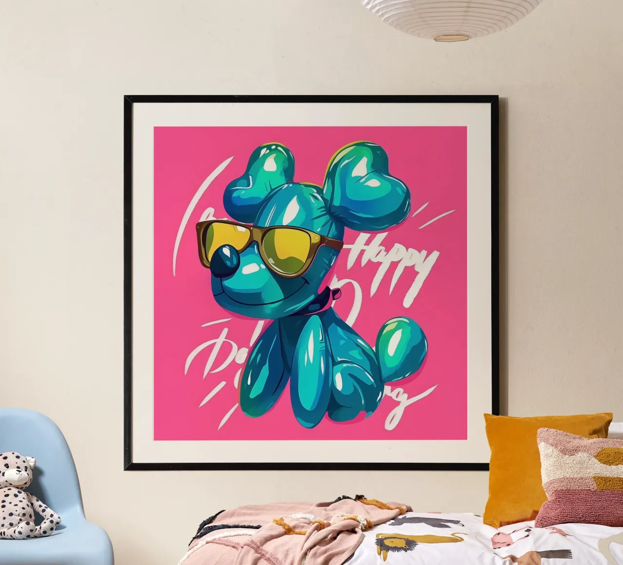 Cane con palloncini pop art poster da Carinaprint
