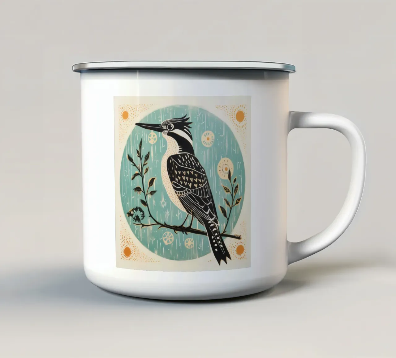 Martin pescatore verde 2 tazza in smalto da Minimal Animal Art