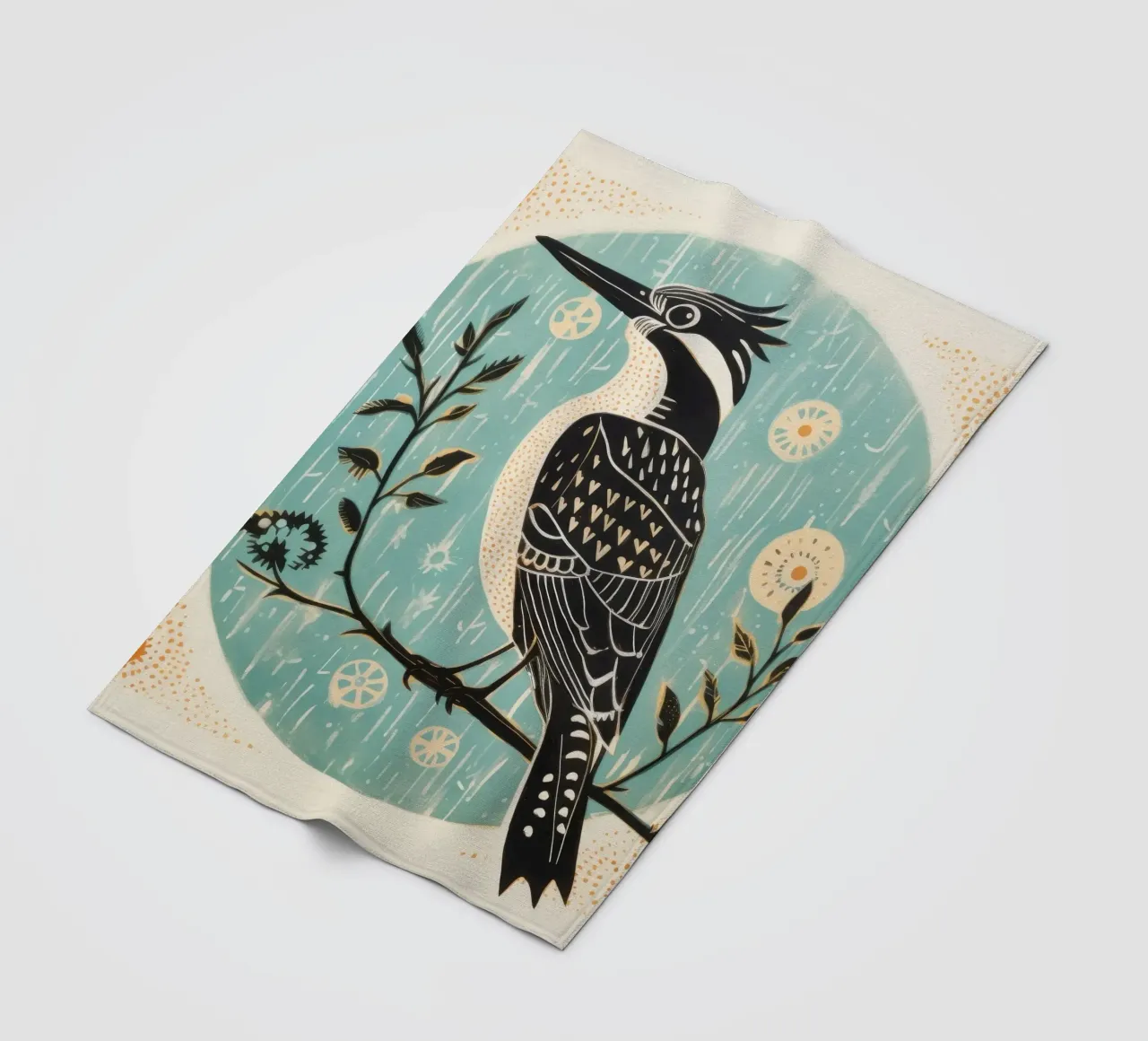 Martin pescatore verde 2 coperta in pile da Minimal Animal Art