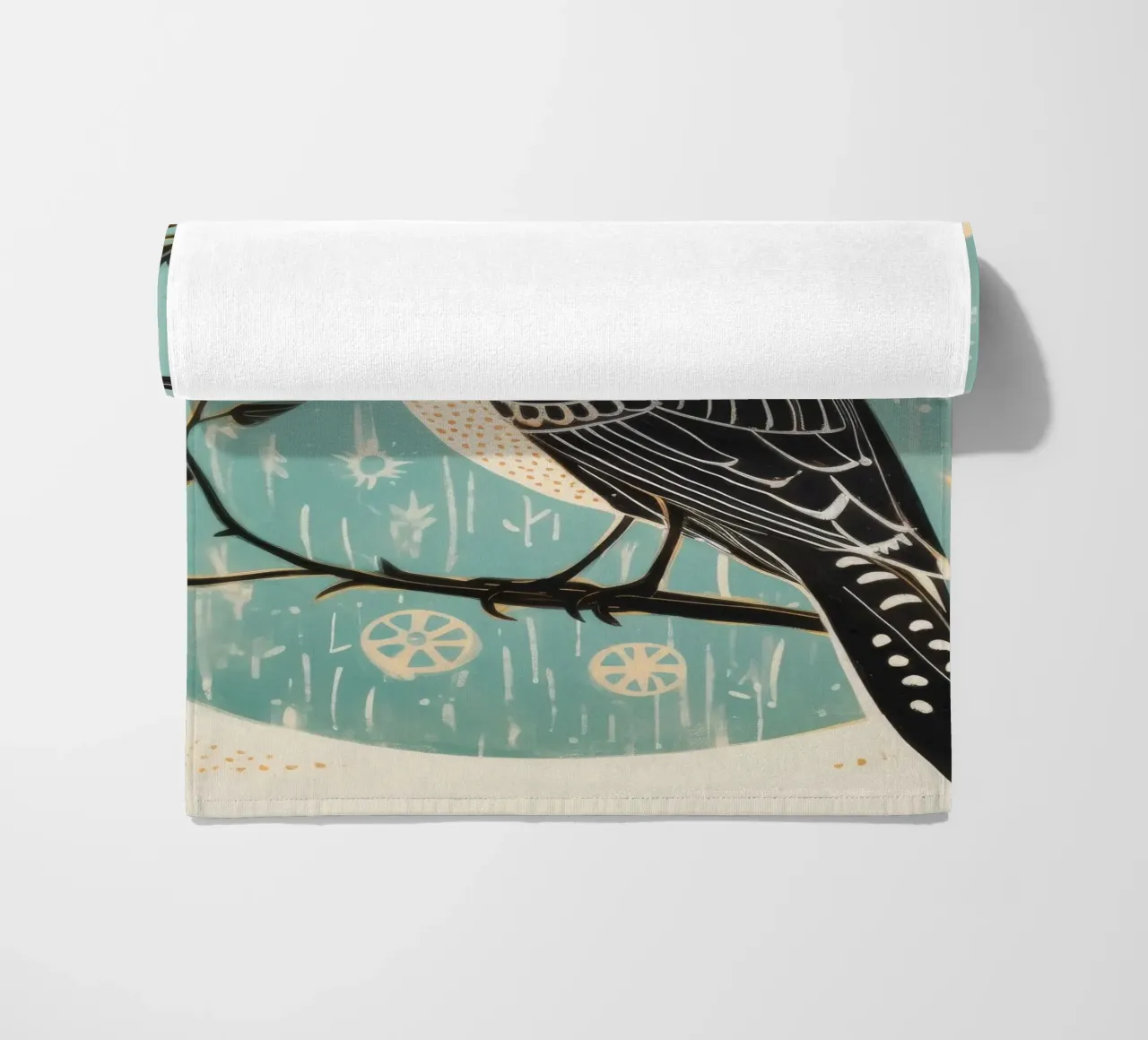 Martin pescatore verde 2 telo mare da Minimal Animal Art