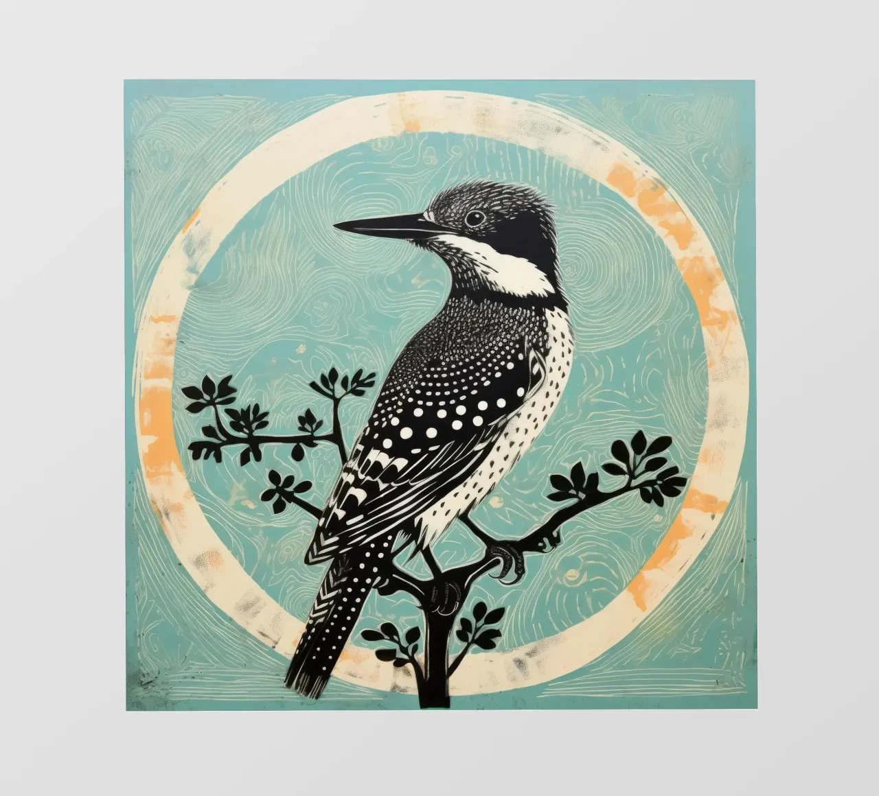 Martin pescatore verde 3 pellicola backlit da Minimal Animal Art
