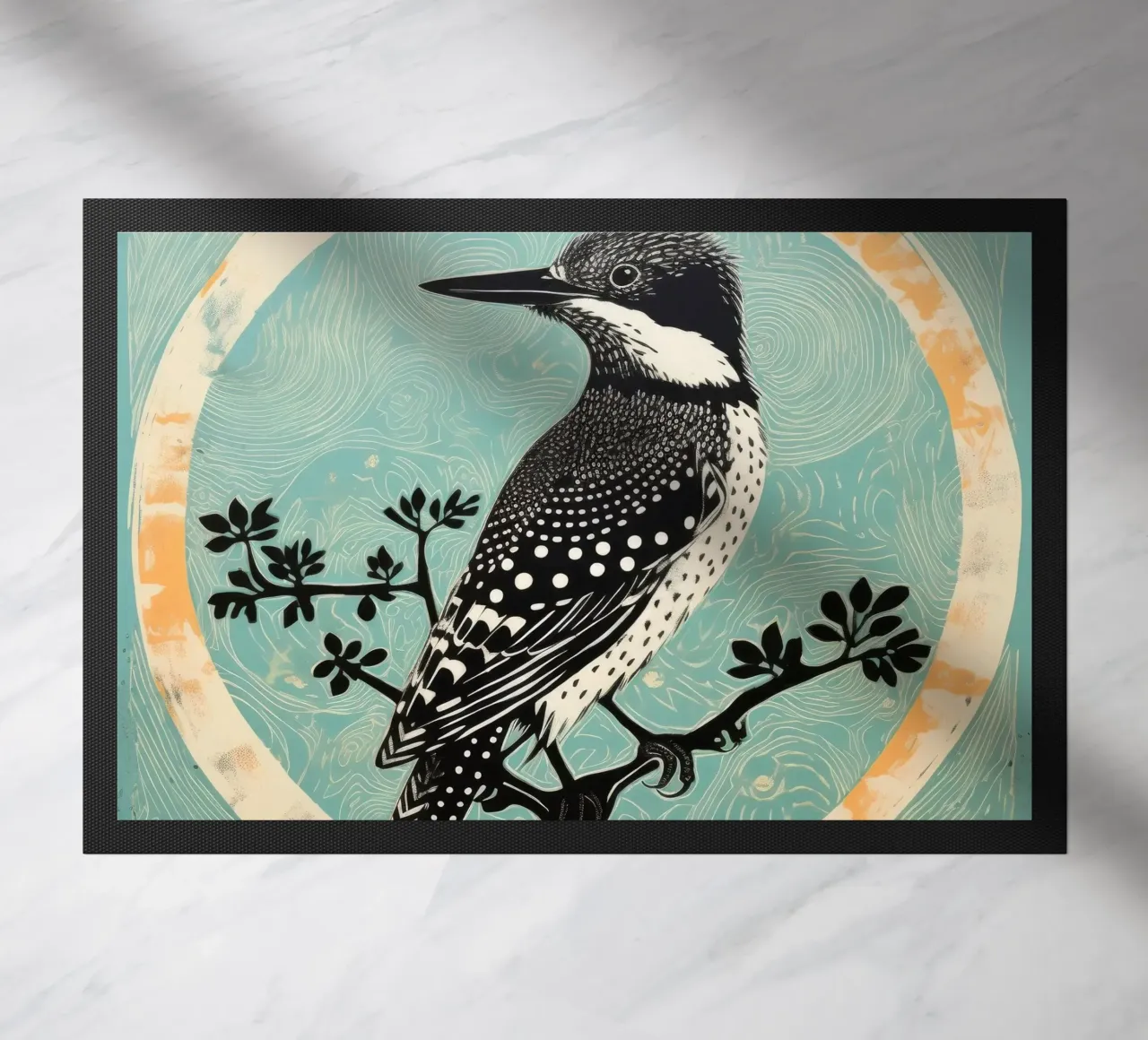 Martin pescatore verde 3 zerbino da Minimal Animal Art