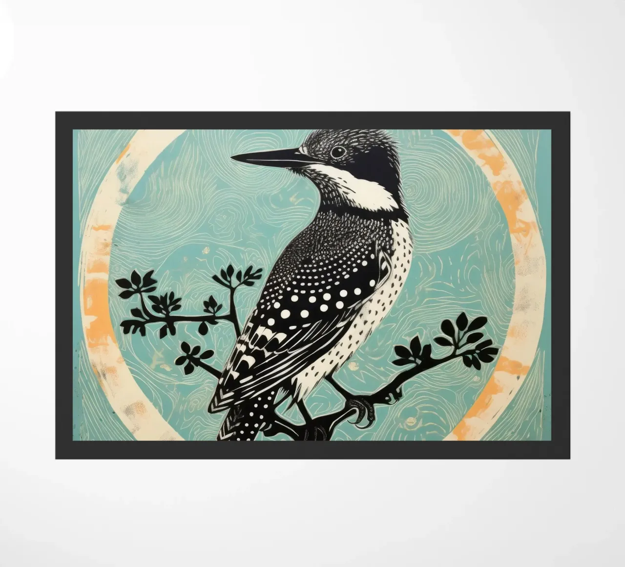 Martin pescatore verde 3 zerbino da Minimal Animal Art