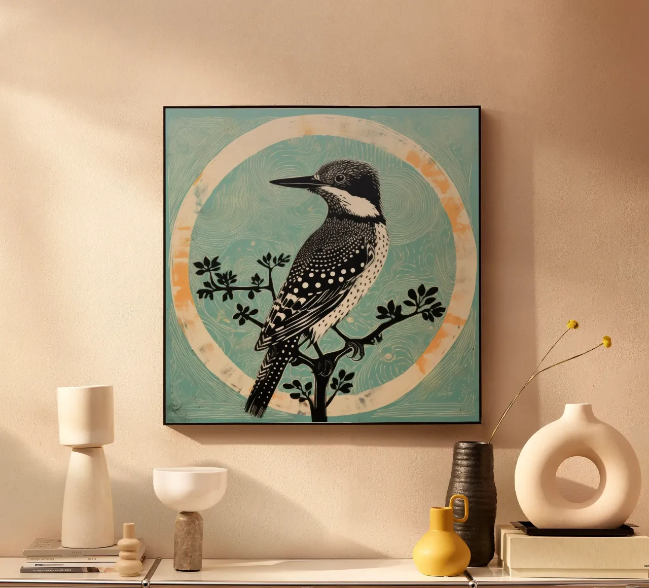 Martin pescatore verde 3 alluminio dibond da Minimal Animal Art