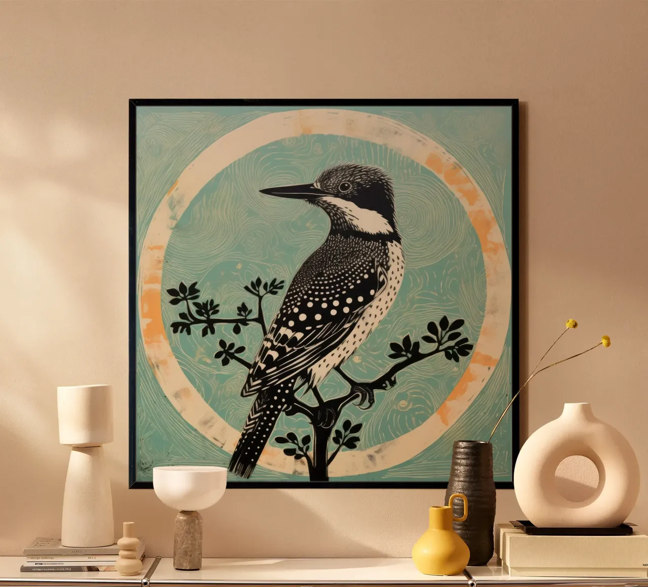 Martin pescatore verde 3 poster con telaio in alluminio da Minimal Animal Art