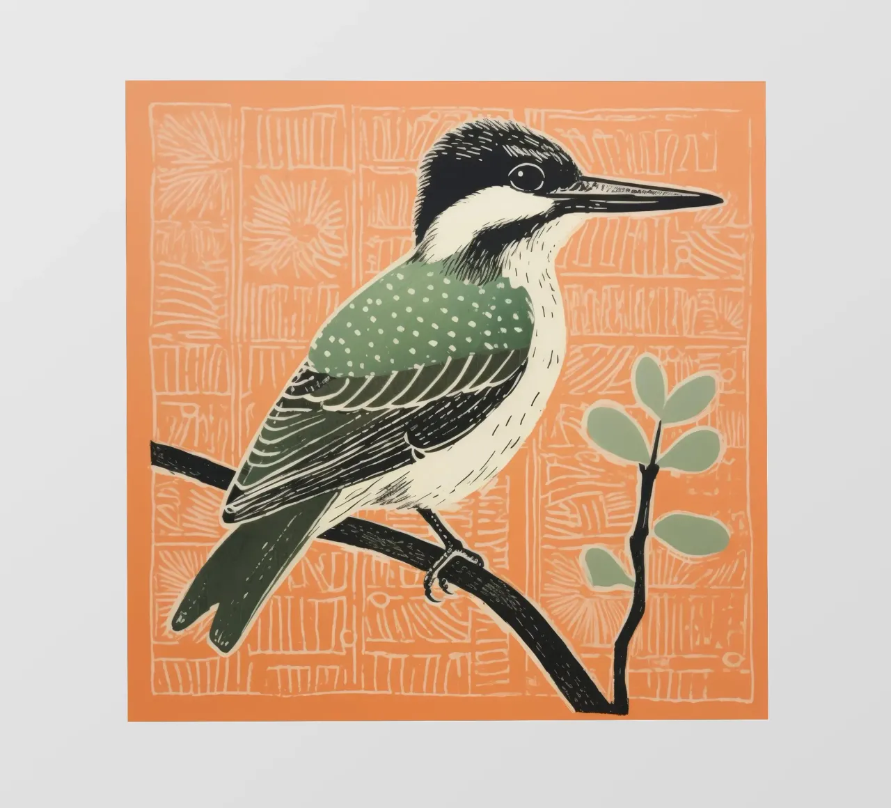 Martin pescatore verde 4 pellicola backlit da Minimal Animal Art