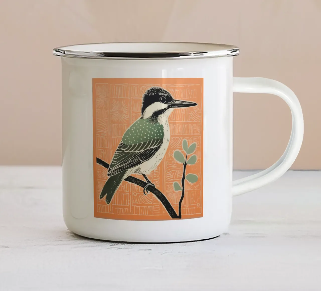 Martin pescatore verde 4 tazza in smalto da Minimal Animal Art