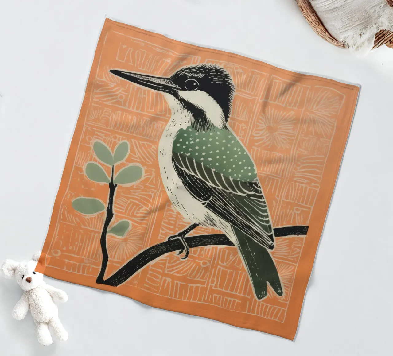 Martin pescatore verde 4 coperta in pile da Minimal Animal Art
