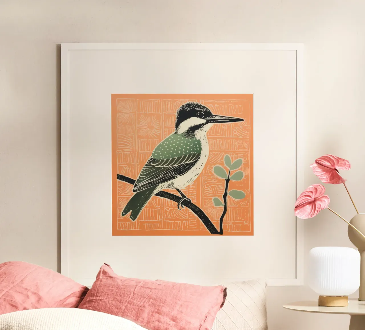 Martin pescatore verde 4 poster da Minimal Animal Art