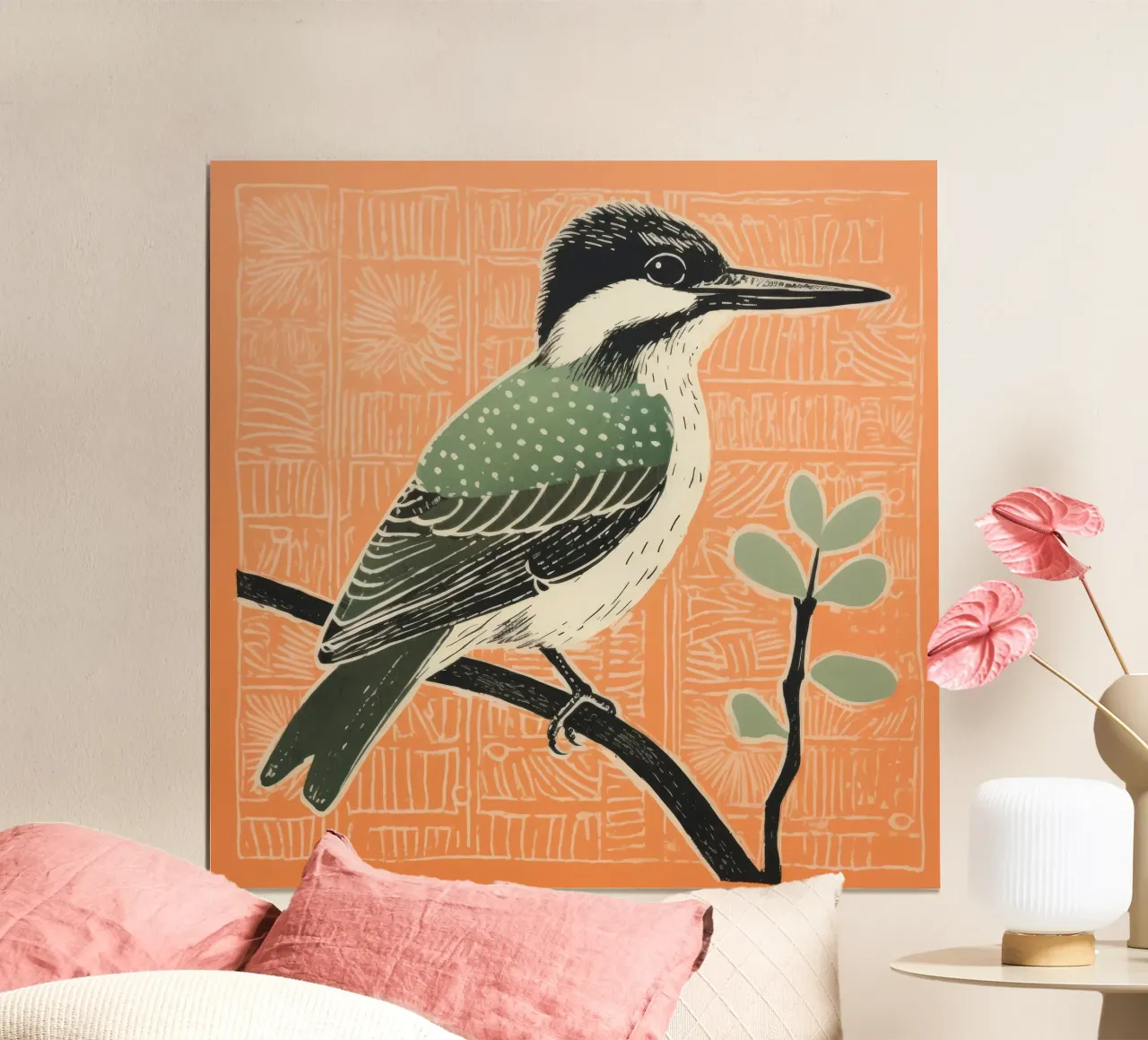 Martin pescatore verde 4 poster da Minimal Animal Art