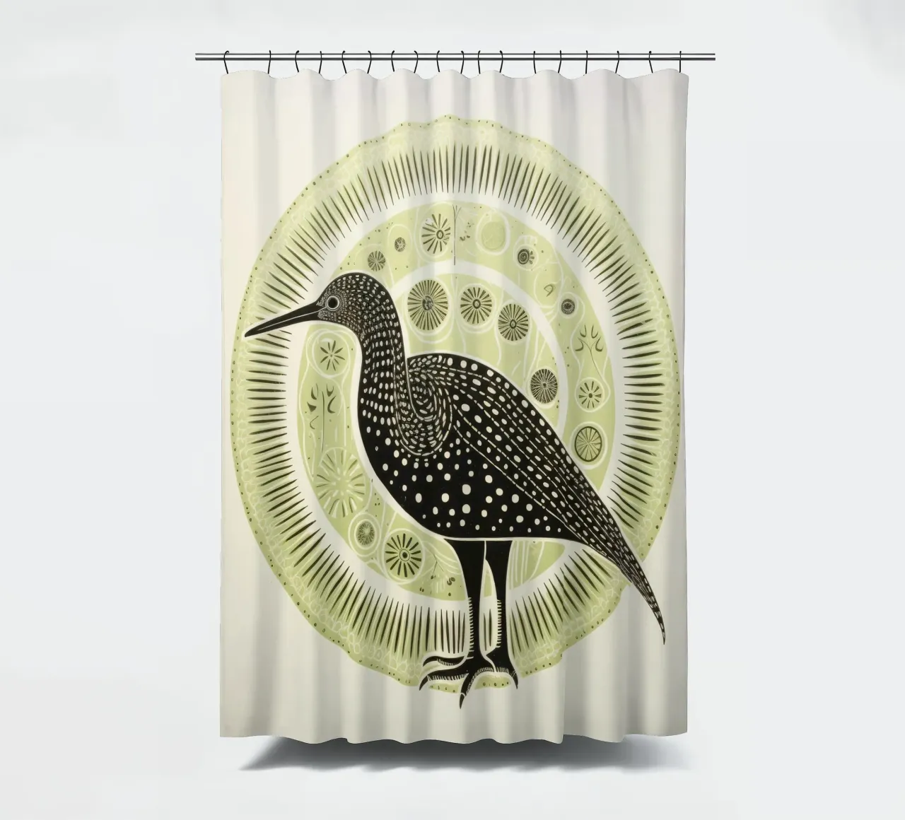 Green Kiwi 1 shower curtain by Minimal Animal Art