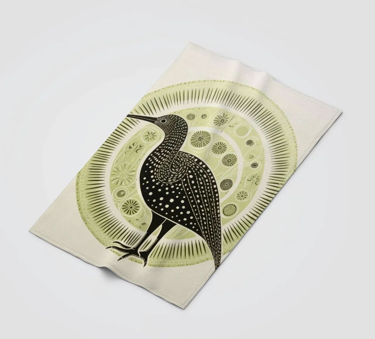 Kiwi verde 1 coperta in pile da Minimal Animal Art