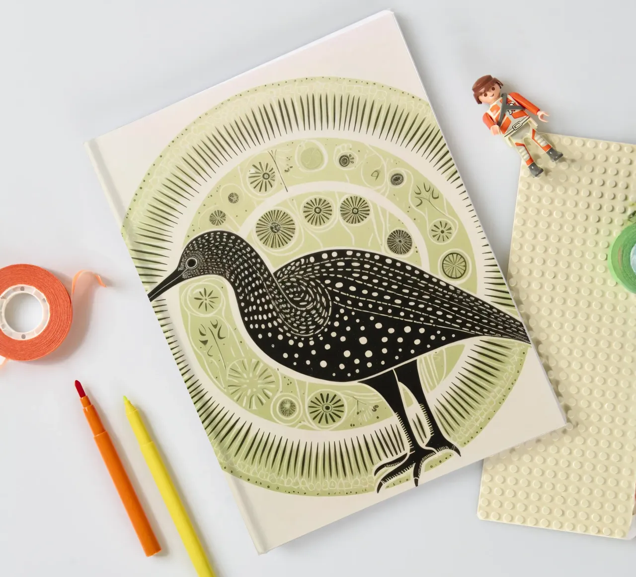 Green Kiwi 1 notebook by Minimal Animal Art