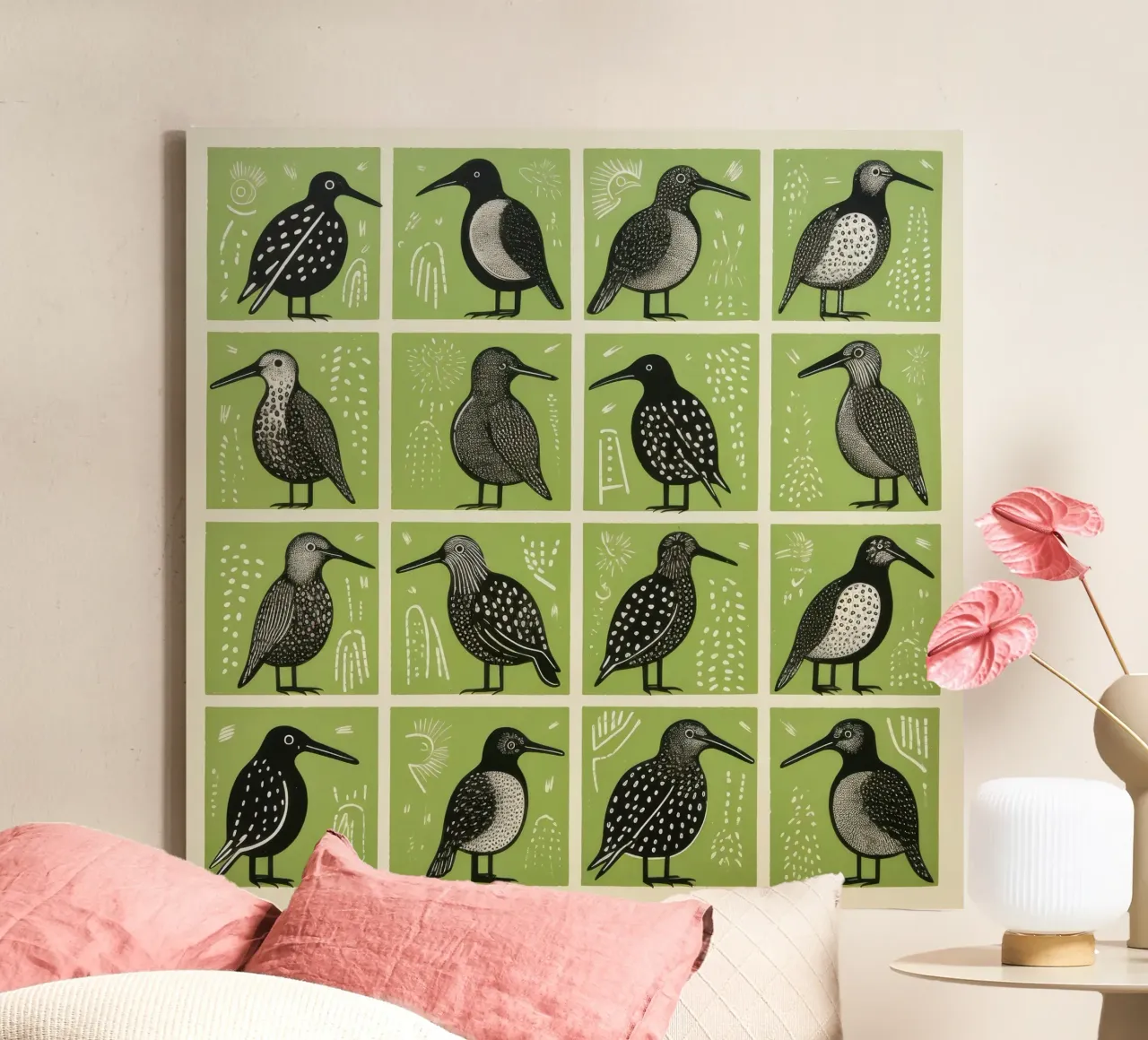 Kiwi verde 2 tela con Cornice a cassetta da Minimal Animal Art