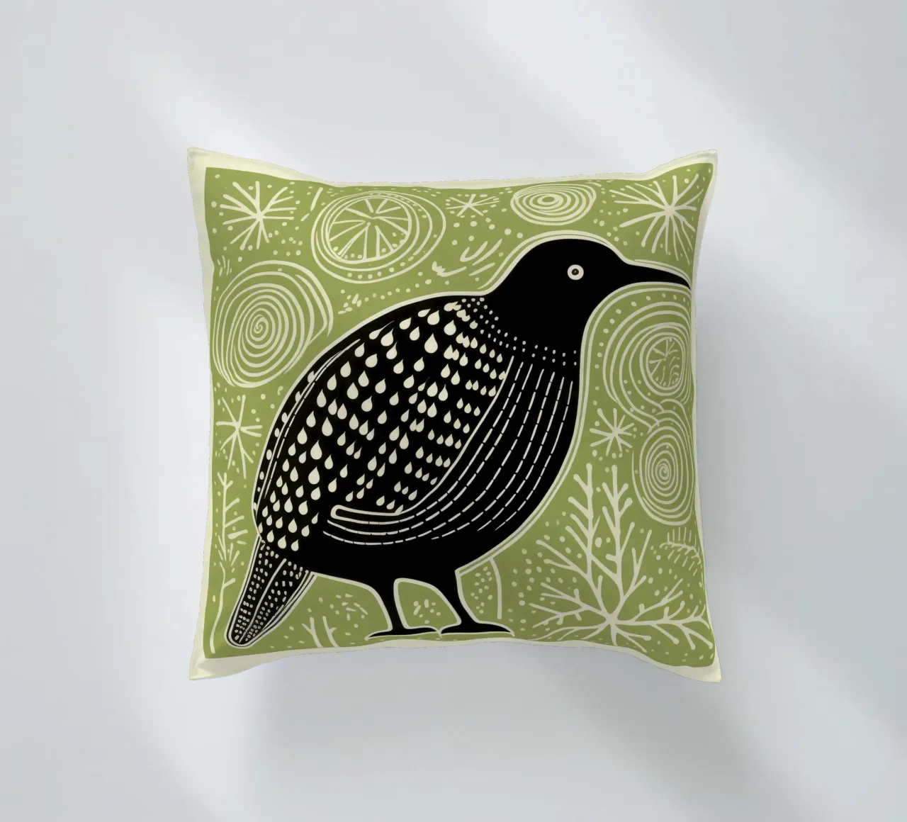 Kiwi verde 4 cuscino da Minimal Animal Art