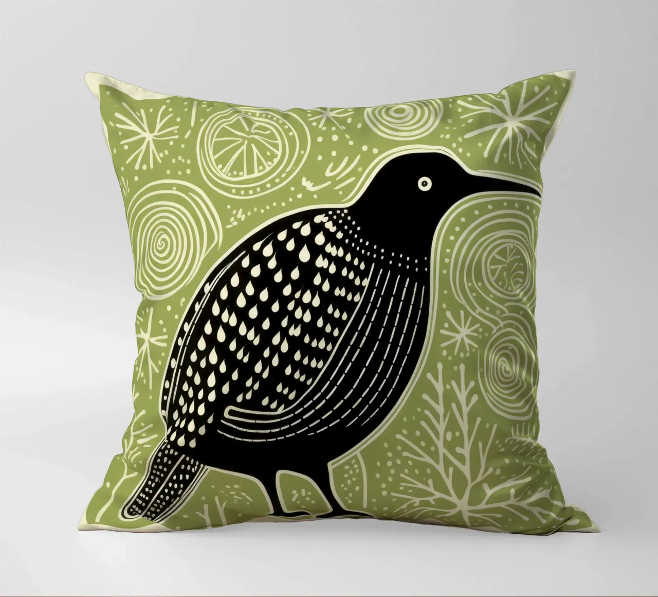 Kiwi verde 4 cuscino da Minimal Animal Art
