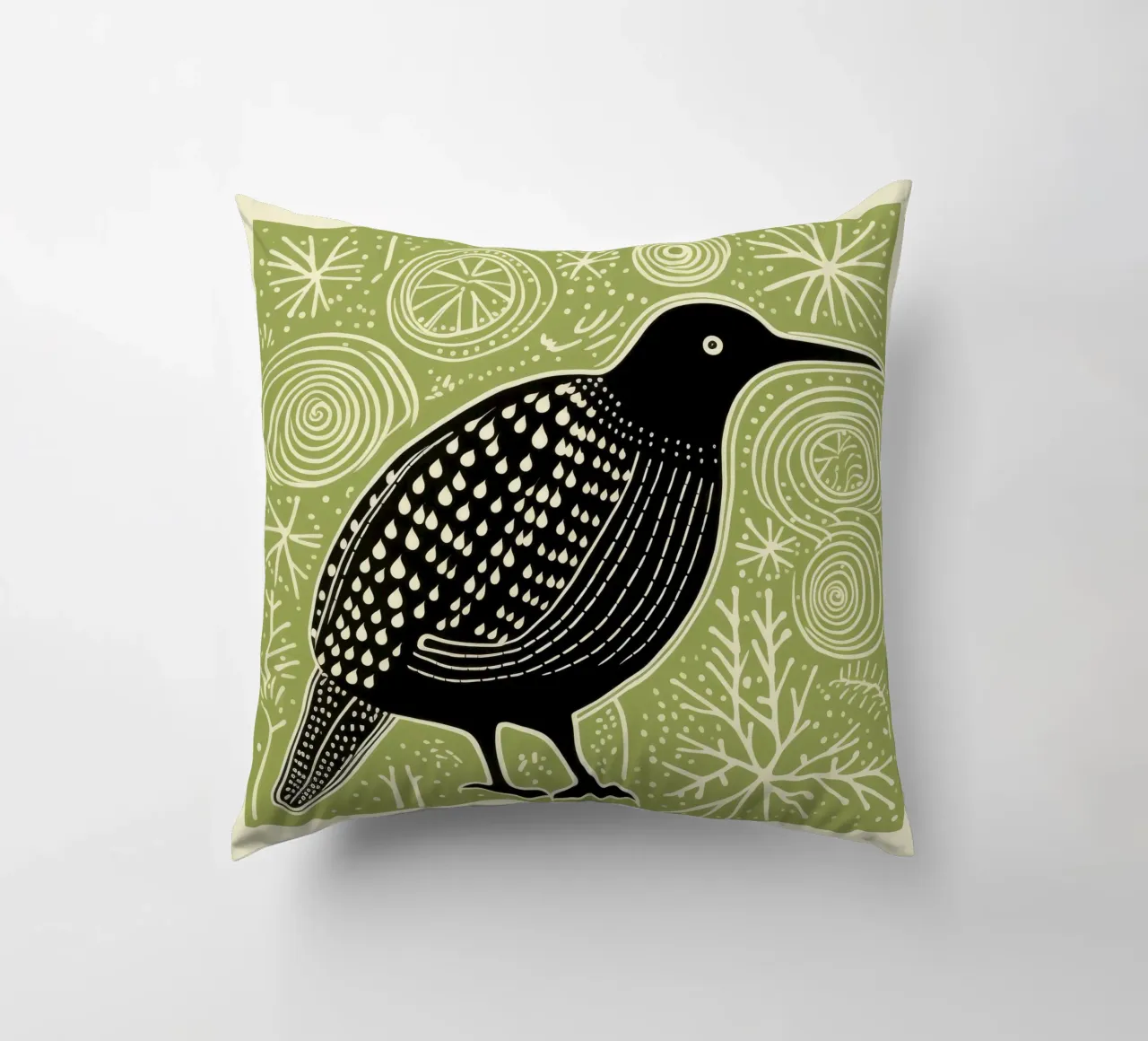 Kiwi verde 4 cuscino da Minimal Animal Art