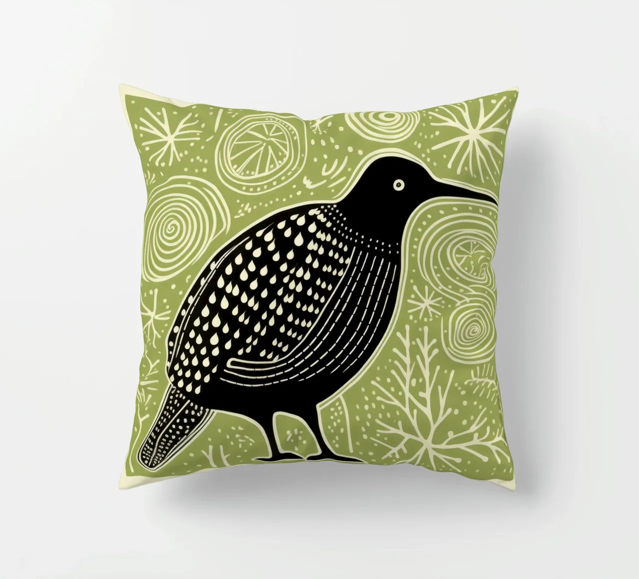 Kiwi verde 4 cuscino da Minimal Animal Art