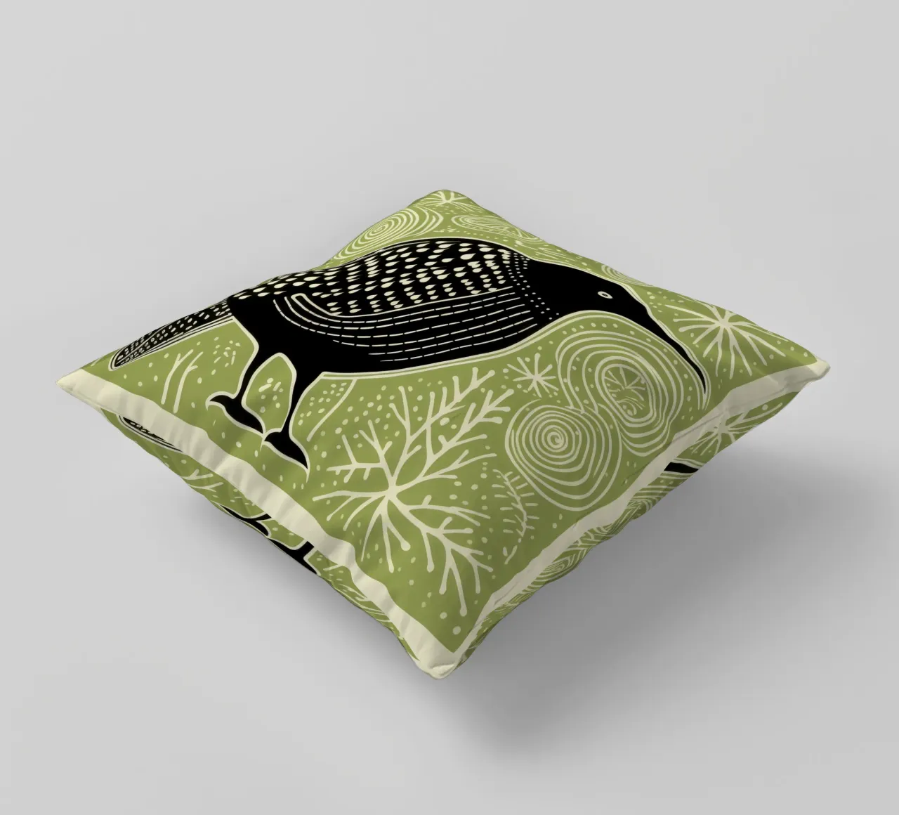 Kiwi verde 4 cuscino da Minimal Animal Art