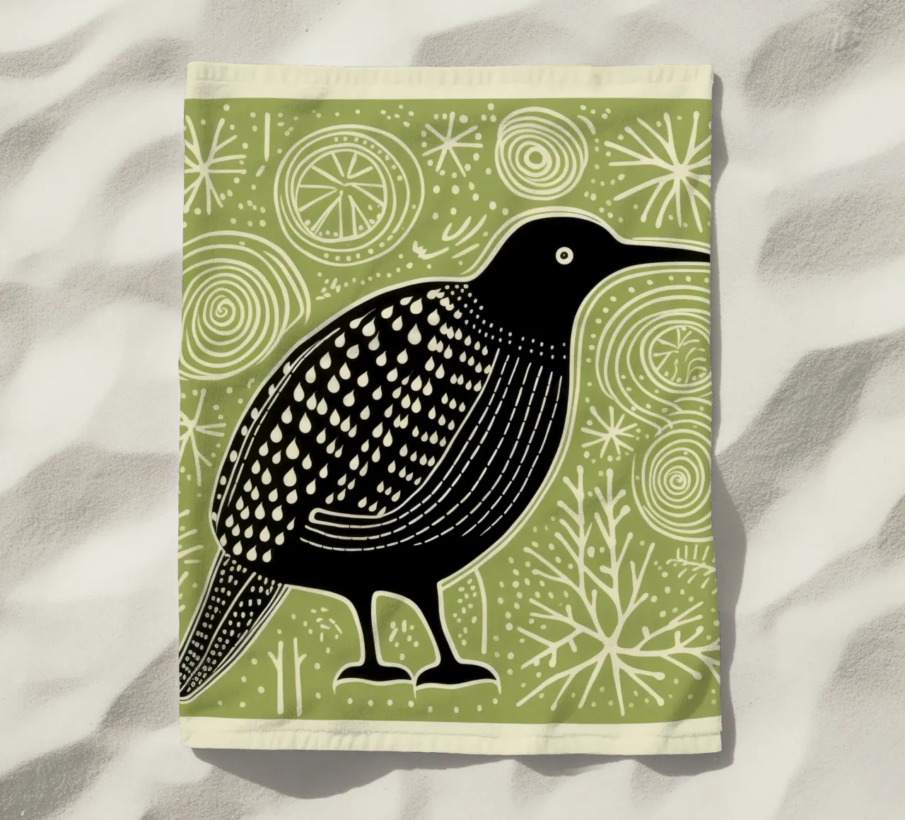 Kiwi verde 4 telo mare da Minimal Animal Art