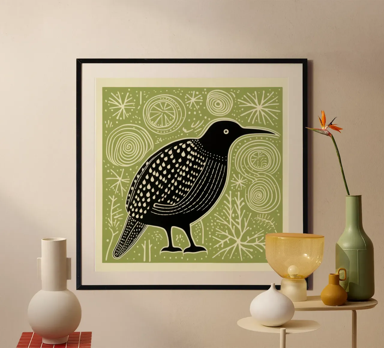Kiwi verde 4 carta hahnemühle da Minimal Animal Art