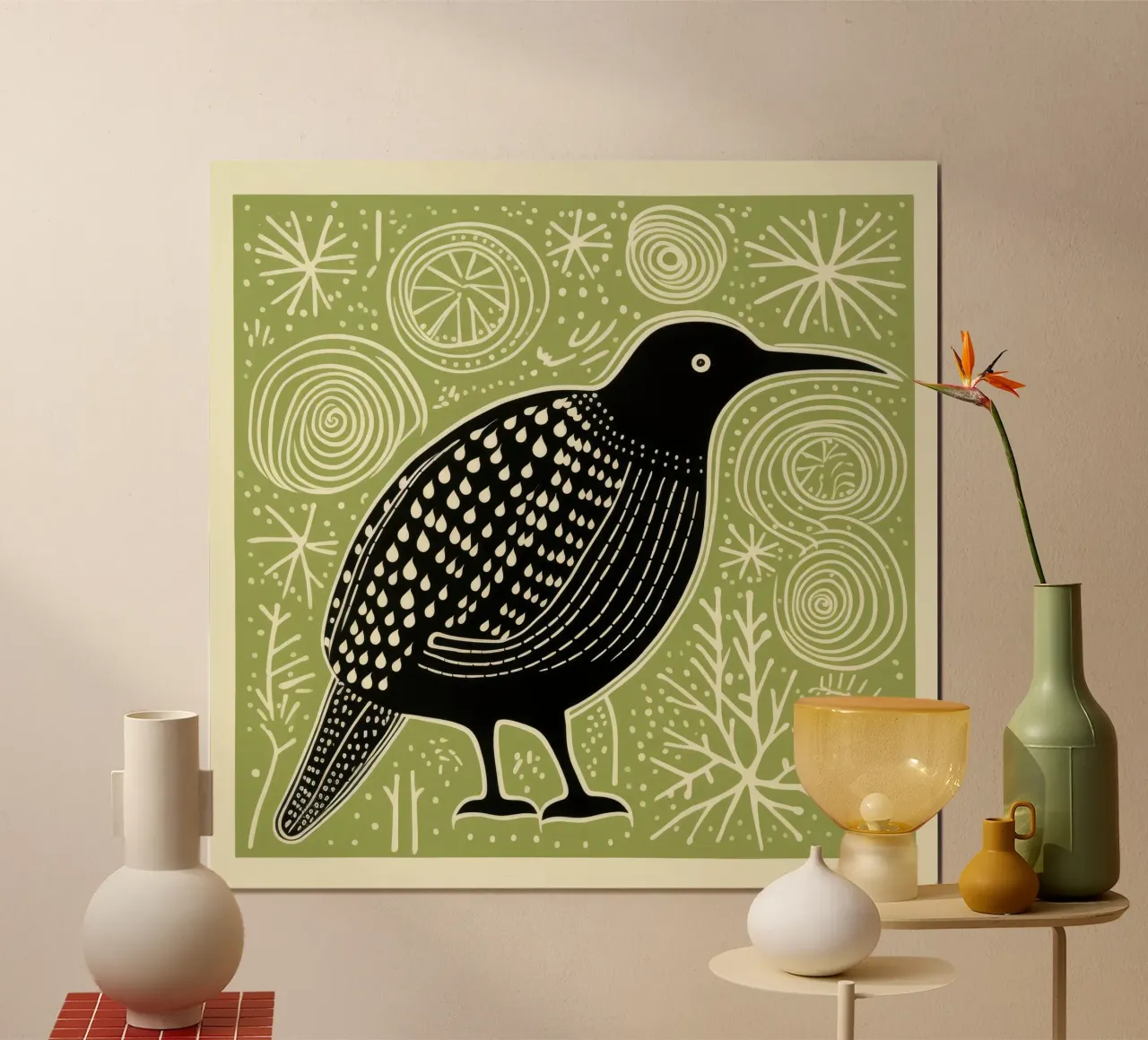 Kiwi verde 4 carta hahnemühle da Minimal Animal Art