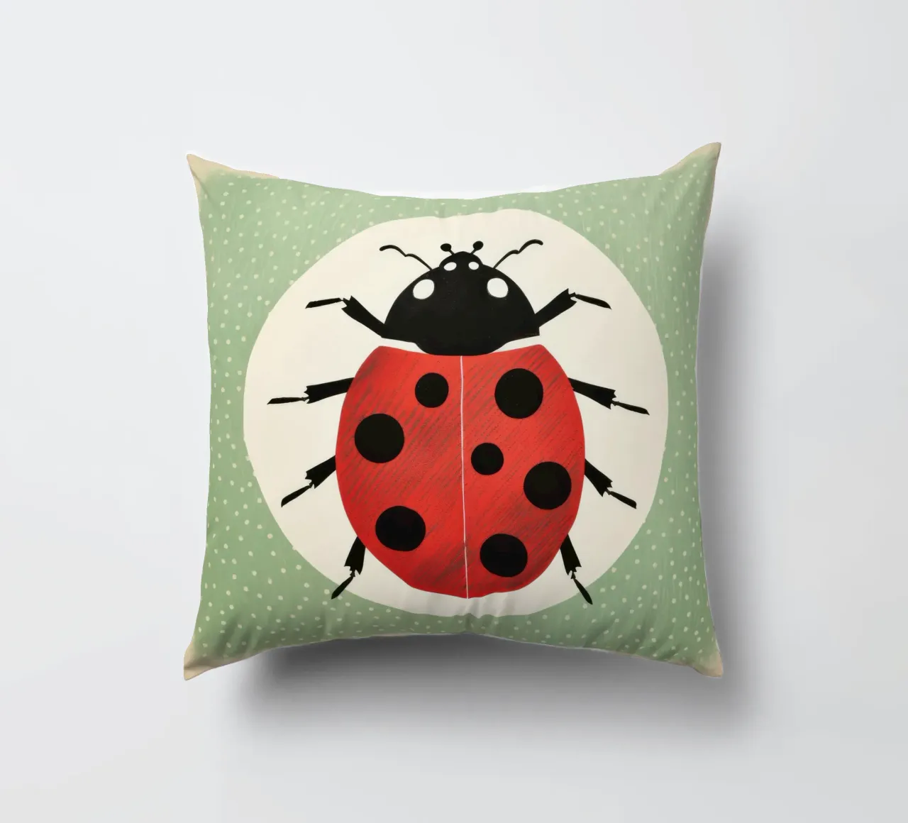 Coccinella verde 1 cuscino da Minimal Animal Art