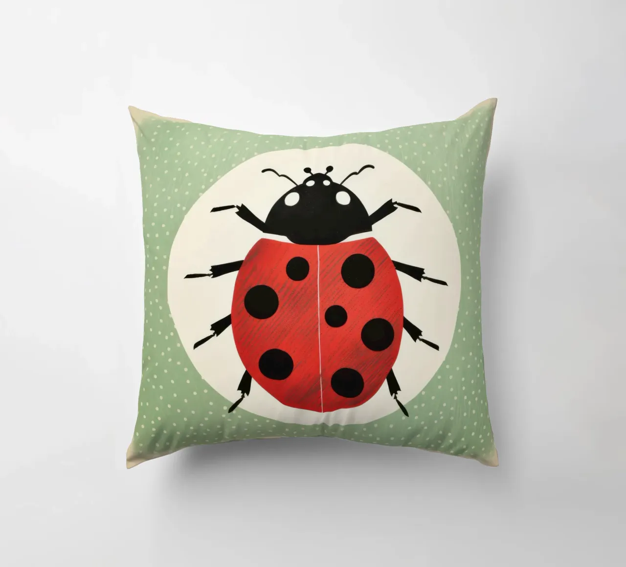Coccinella verde 1 cuscino da Minimal Animal Art