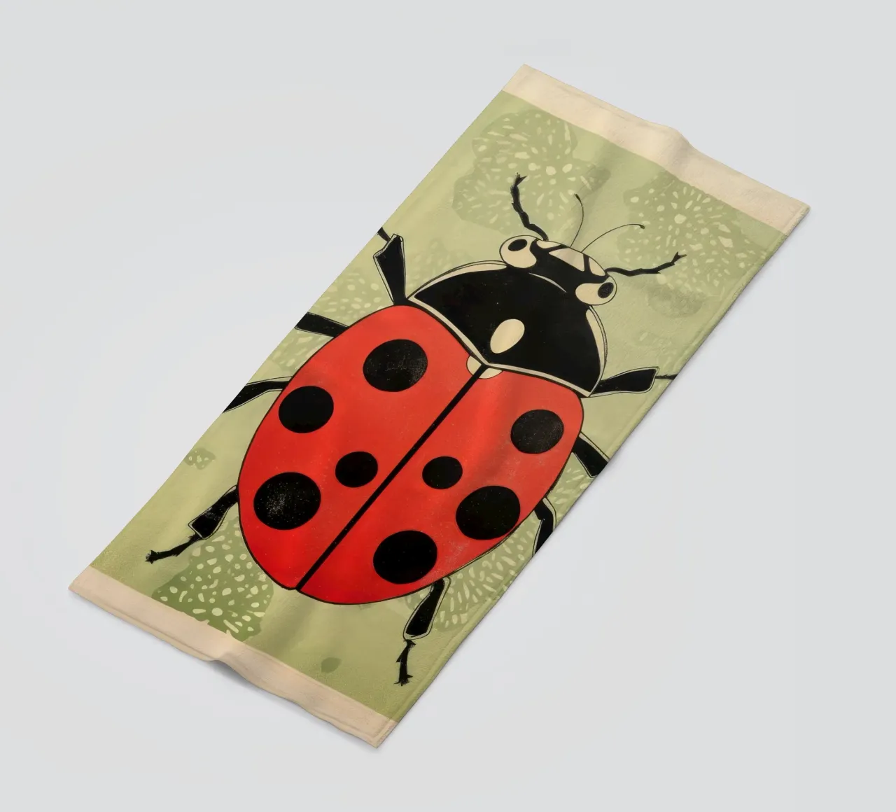 Coccinella verde 2 telo mare da Minimal Animal Art