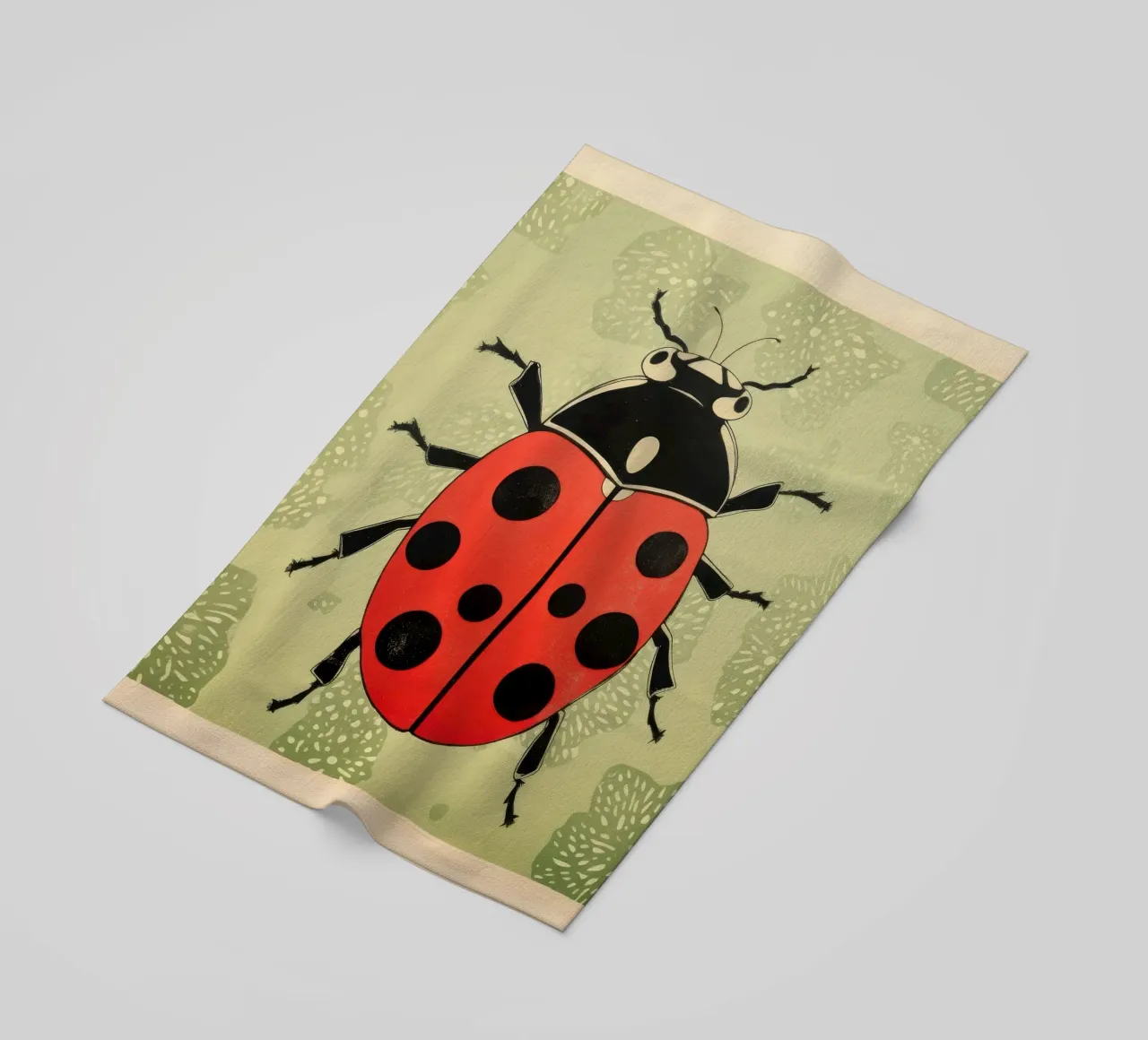 Coccinella verde 2 telo mare da Minimal Animal Art