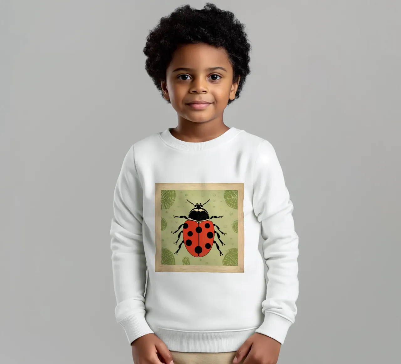 Coccinella verde 3 felpa bambino da Minimal Animal Art