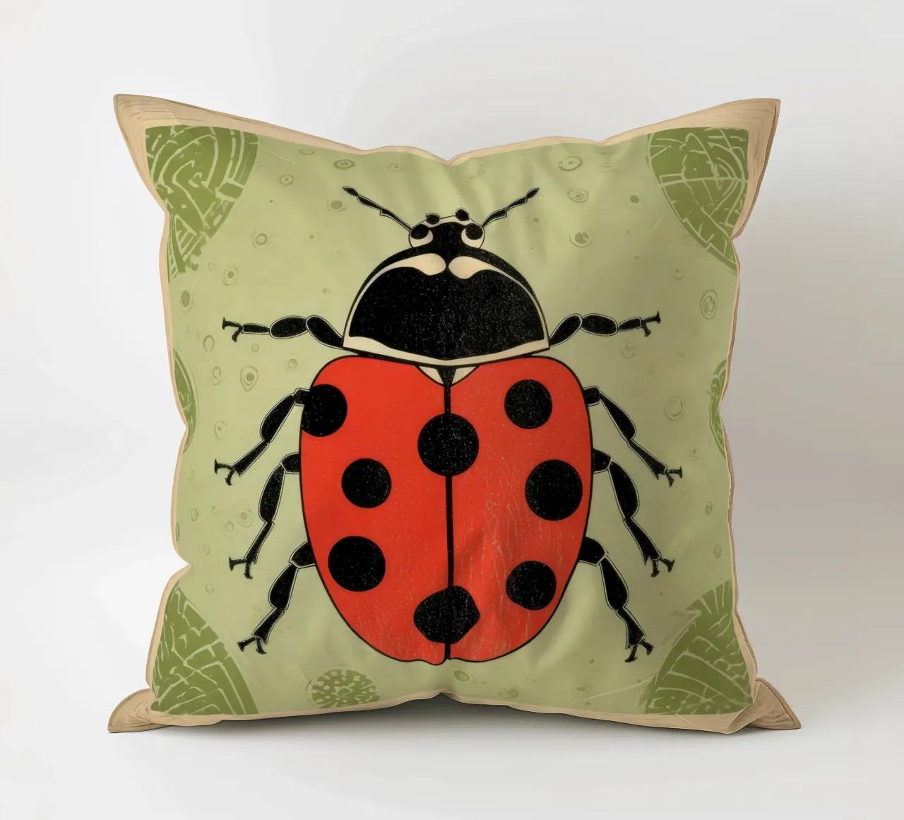 Coccinella verde 3 cuscino da Minimal Animal Art