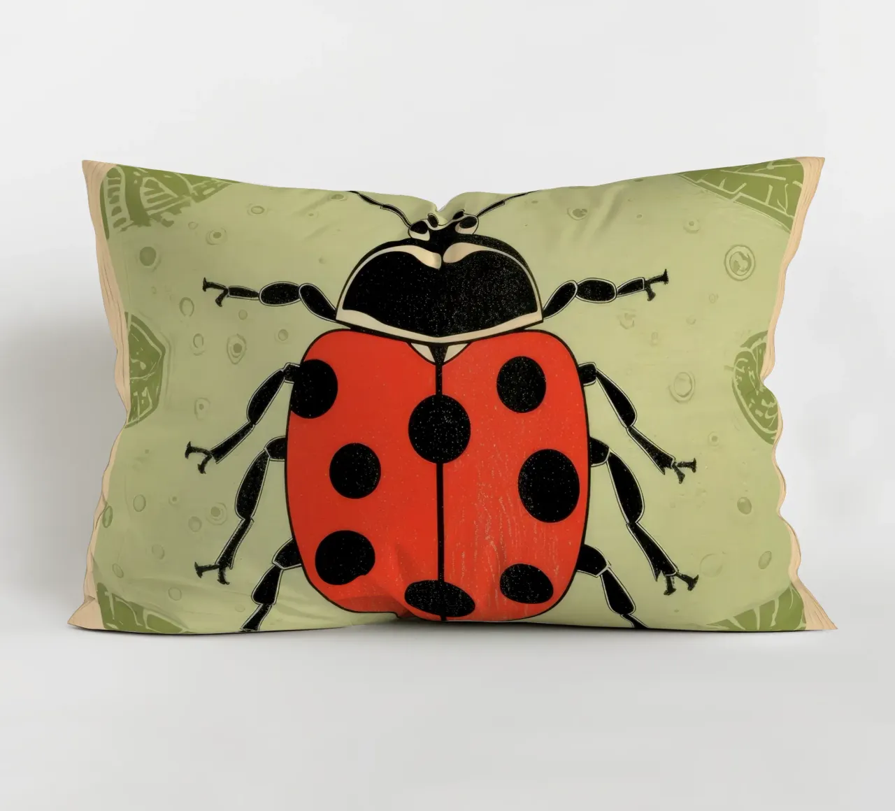 Coccinella verde 3 cuscino da Minimal Animal Art