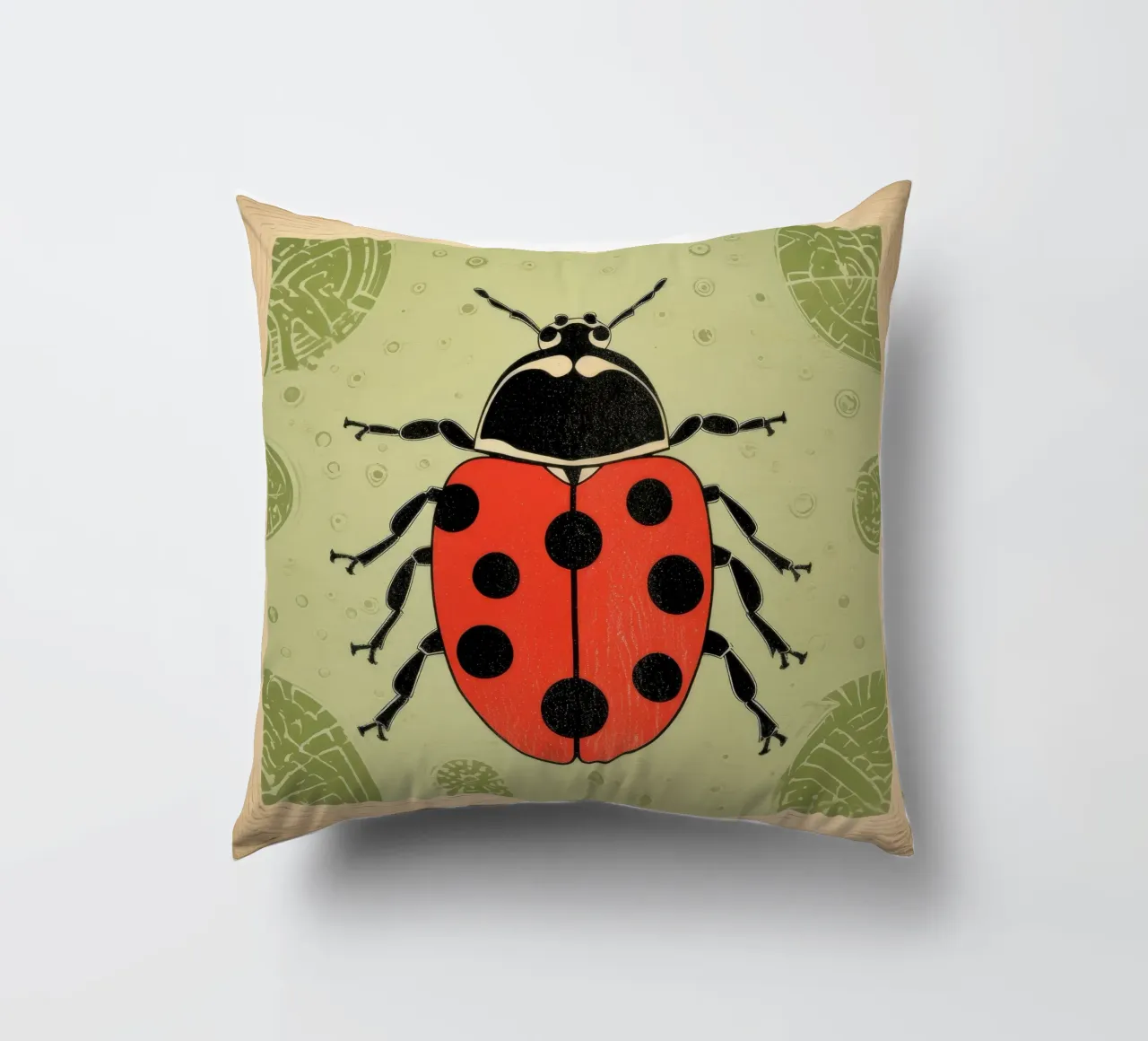 Coccinella verde 3 cuscino da Minimal Animal Art
