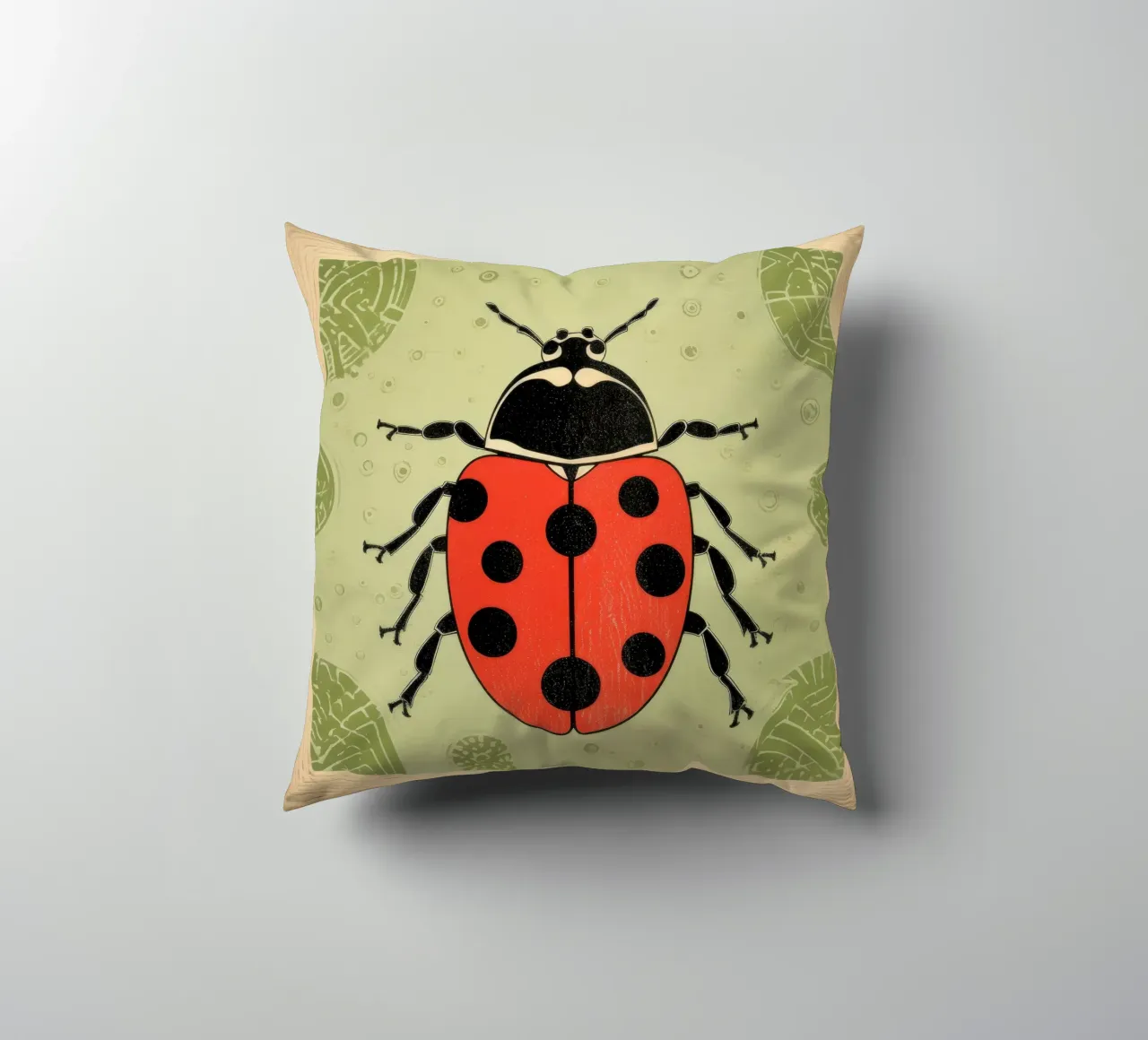 Coccinella verde 3 cuscino da Minimal Animal Art